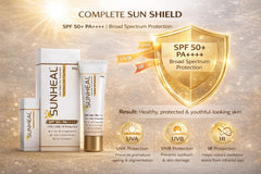 Sun-heal Ultra Matte Gel Sunscreen SPF 50+ PA++++ | UVA/UVB/IR Protection | Oil-Free & Non-Comedogenic | Water & Sweat Resistant | Anti-Ageing Peptide Formula | 50g