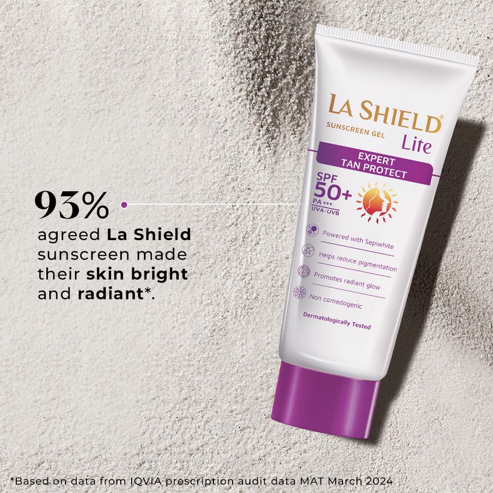 La Shield Lite SPF 50+ PA+++ Pure Mineral Sunscreen | Skin brightening in 3 Weeks | Lightweight | Broad spectrum | Oil-free | PA +++ | Dermatologist Prescribed | All Skin types | 50g