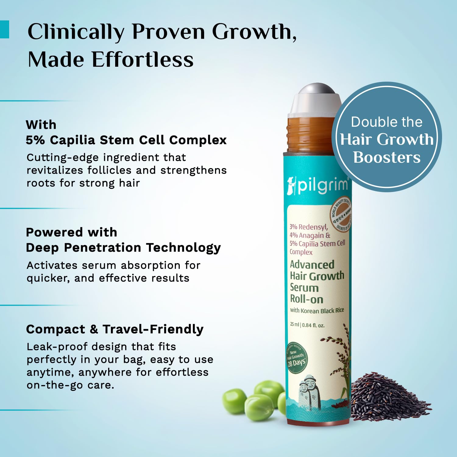 Pilgrim Advanced Hair Growth Serum Roll On with Redensyl & AnaGain - 25ml