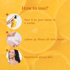 Arata 1% Vitamin C Daily Glow Body Wash For Soft & Even Toned Skin | Helps to Reduce Fades Dark Spots & Pigmentation | Long Lasting Fragrance | No Parabens No Sulfates | 300ML