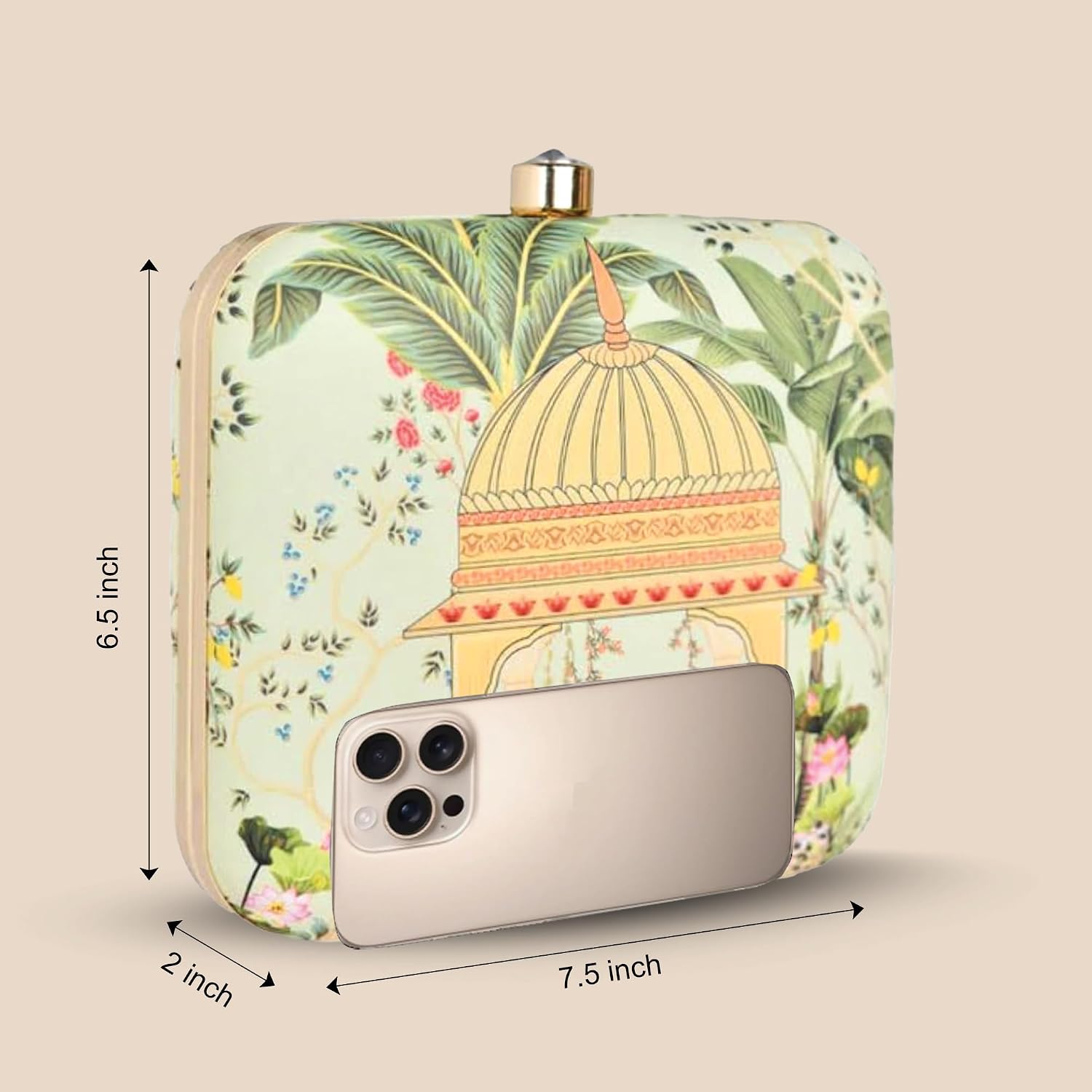 Artklim Multicolour Printed Trendy Box Clutch for Women & Girls - Hard Case Sling Purse - Casual & Brunch Handbag with Detachable Chain Strap - Gift for Woman
