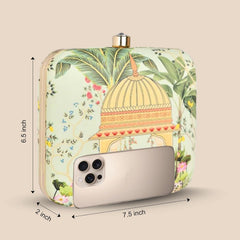 Artklim Multicolour Printed Trendy Box Clutch for Women & Girls - Hard Case Sling Purse - Casual & Brunch Handbag with Detachable Chain Strap - Gift for Woman