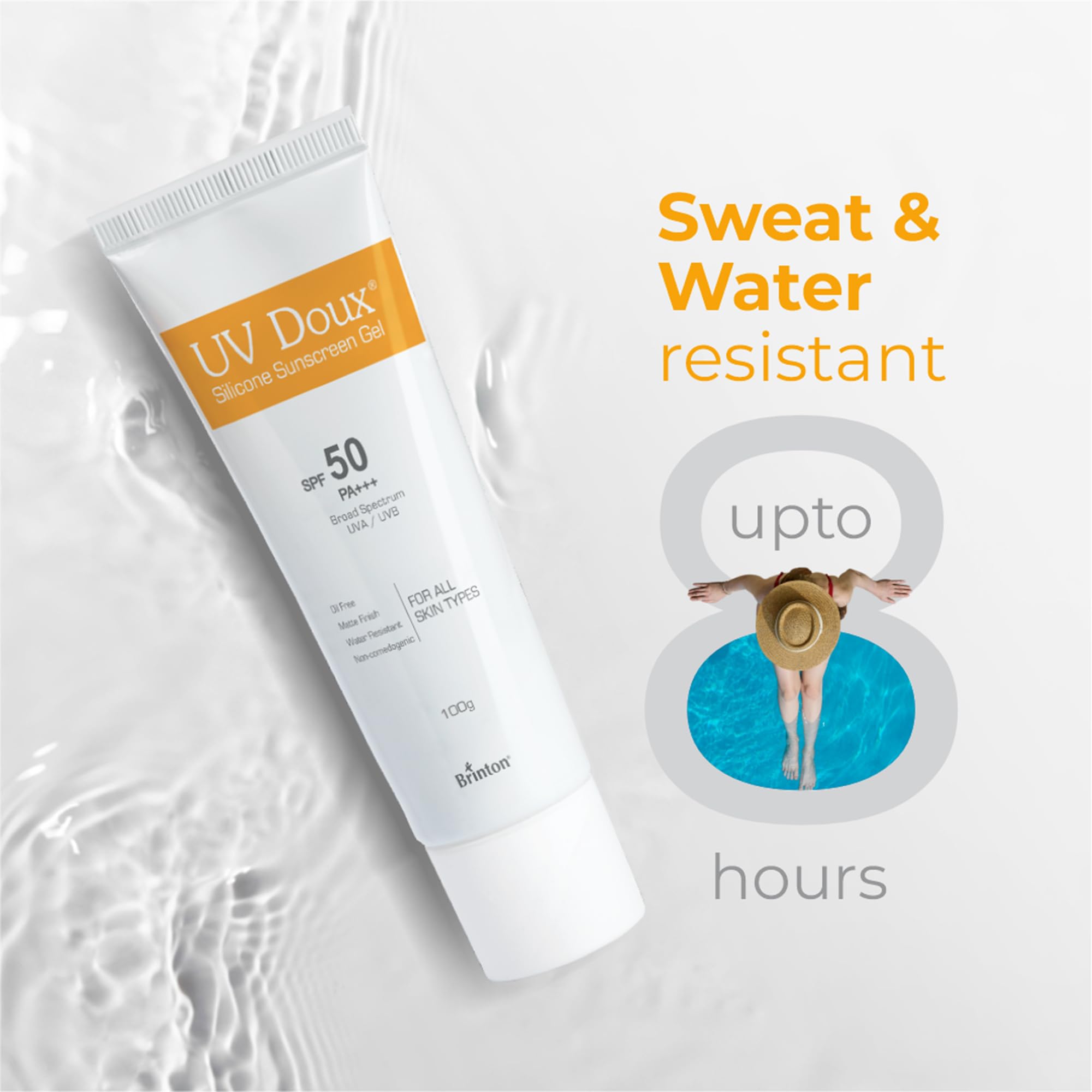 UV Doux Silicone Sunscreen Gel SPF 50 PA+++|India’s No.1 Dermatologist Recommended Brand|Invitro,In-Vivo Tested|UVA/UVB Protection, Benzene Free|No White Cast |Oily & Acne-Prone Skin |100 g