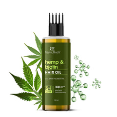 Botanic Hearth Hemp & Biotin Hair Oil for Hair Growth & Strength with Saw Palmetto – 150ml, Non-Sticky & Fast-Absorbing – 100% Natural Oils for Healthy Scalp & Hair – with Hair Oil Applicator