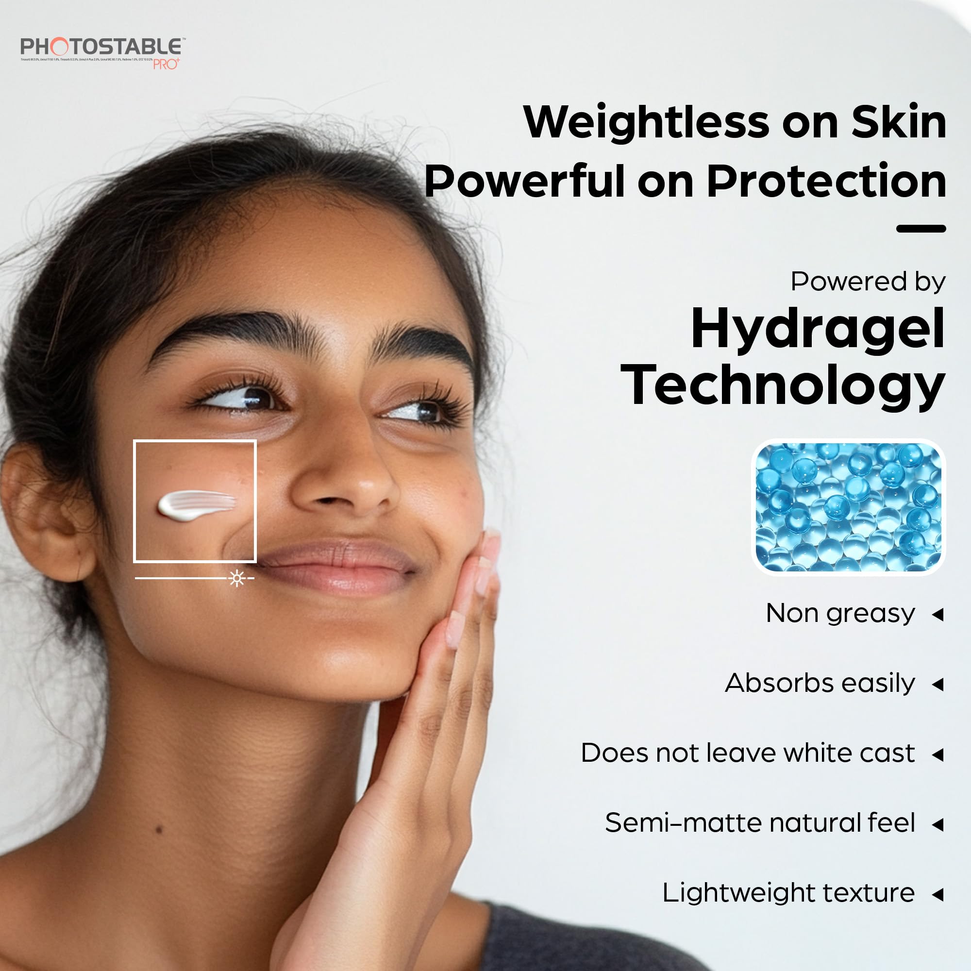 PHOTOSTABLE All Skin Sun Pharma PRO+ Sunscreen Gel, SPF 80+ & PA++++, 24-Hour UV Protection, Dermatologist-Tested Sunscreen, Lightweight Hydrogel Formula, 50g