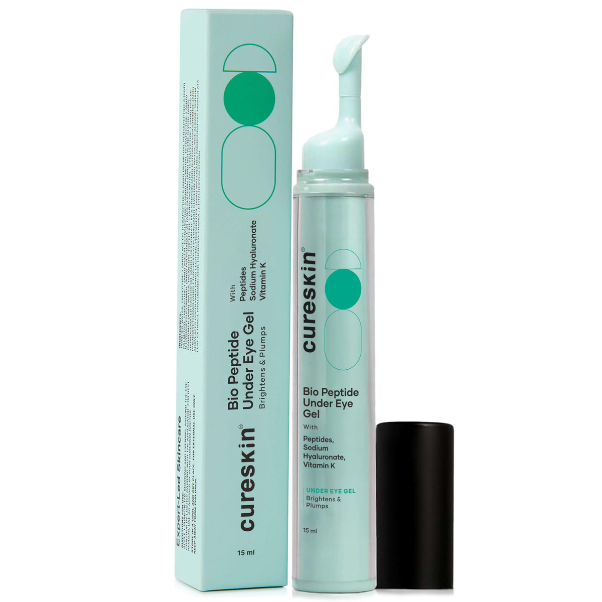 Cureskin Bio-Peptide Under Eye Gel with Hyaluronic Acid, Vitamin K & Chrysin | Reduces Dark Circles, Puffiness & Fine Lines | Under Eye Cream for Women & Men | 15 g