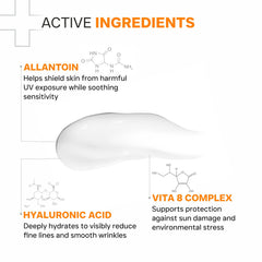 DERMATOUCH Multivitamin SPF 50 PA++++ Sunscreen Gel | Broad Spectrum UVA-UVB Protection | Zero White Cast | Helps Reduce Sun Damage & Skin Barrier Protection | For All Skin Types | 50g