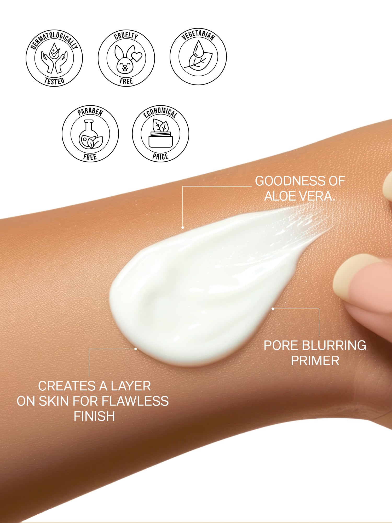 FLiCKA Silk Touch 3 in 1 Moisturizer and Primer for Face | Hydrating, Lightweight, Long-Lasting | Pore Minimizer | Dermatologically Tested | Makeup Base | 60g | Cruelty-Free (Pack of 1)