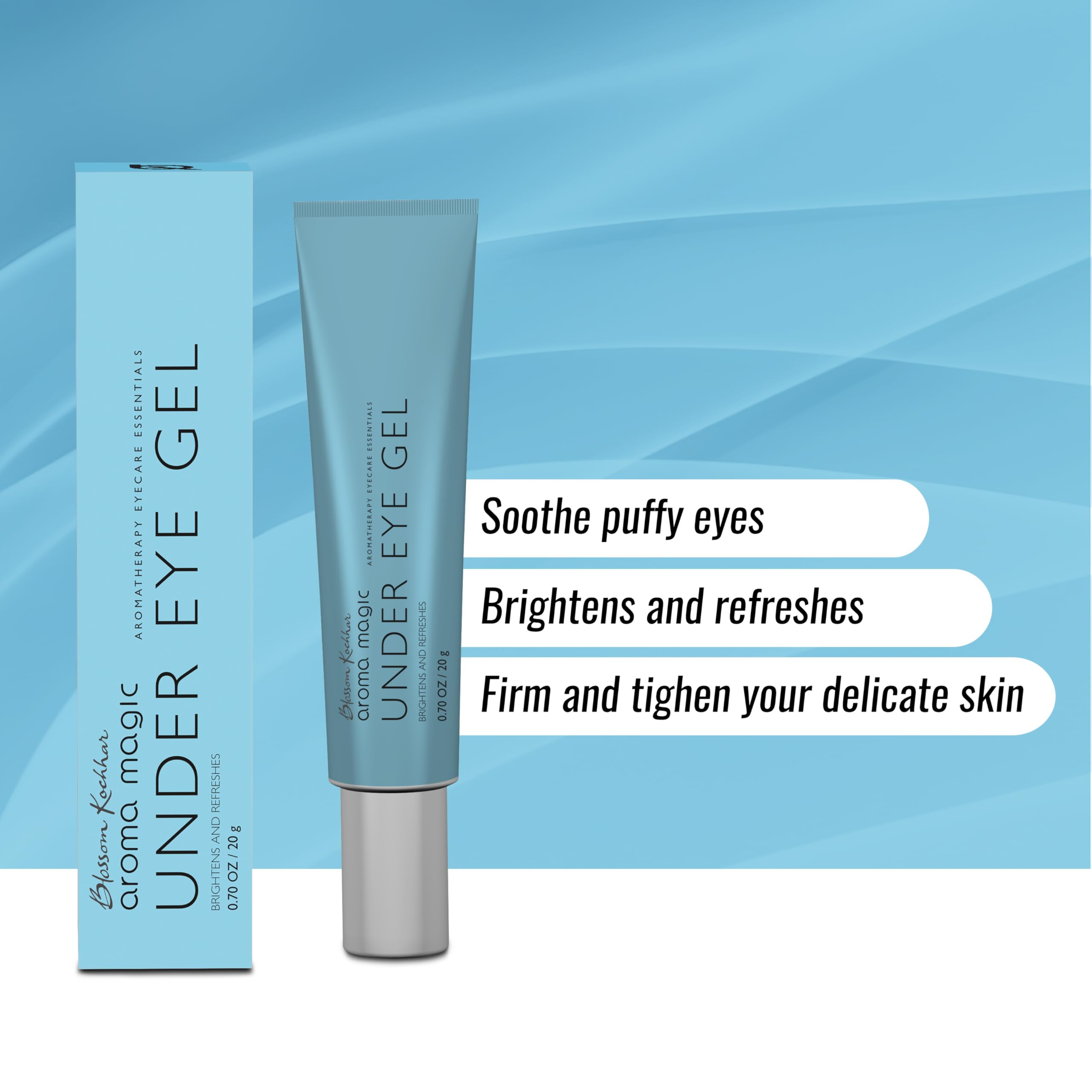 Aroma Magic Under Eye Gel | Brightens & Refreshes, Reduces Dark Circles for Lightens, Tightens & Puffiness | with cucumber, green tea, lemon, & centella For Women & Men | 20 gm
