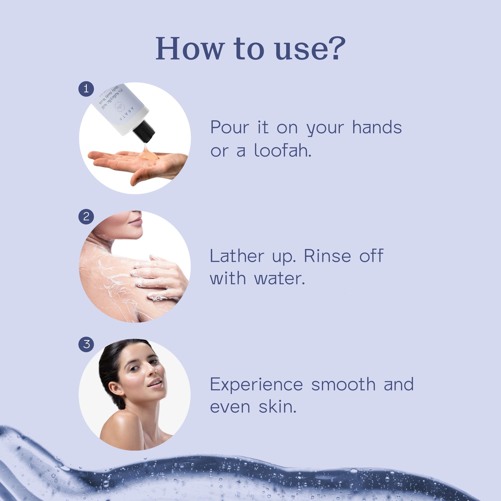Arata 1% Salicylic Acid Body Wash (300ml) For Bacne, Bumpy & Strawberry Skin | Exfoliates, Cleanses & Smoothens Uneven & Rough Skin | Paraben & SLS Free | Body Shower Gel For All Skin types
