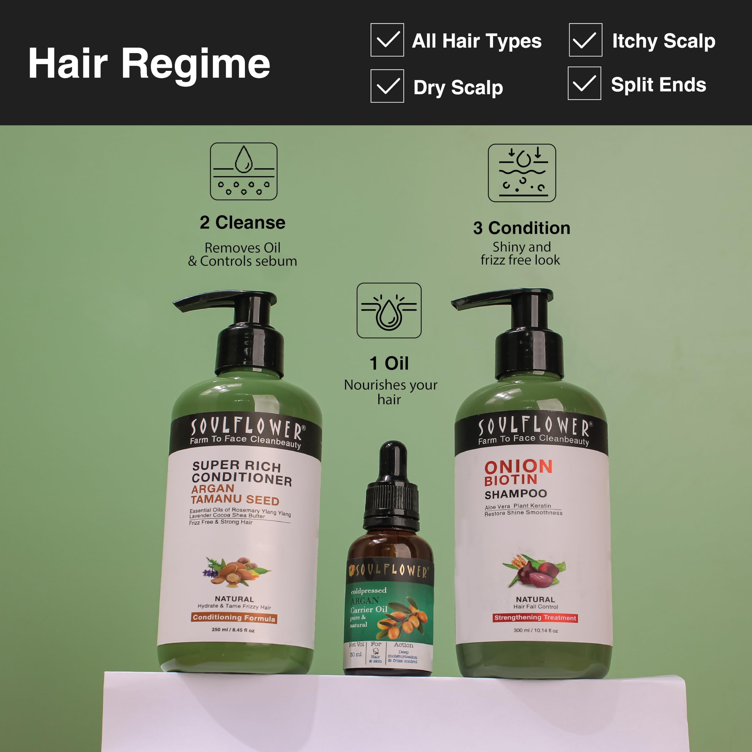 Soulflower Moroccan Argan Oil for Light Oil for styling for Frizzy, Dry & thin hair, Hair Growth, Hair Fall Control for Men & Women |100% Pure, Organic & Natural, Rich in Omega 3, Vitamin E | 30ml