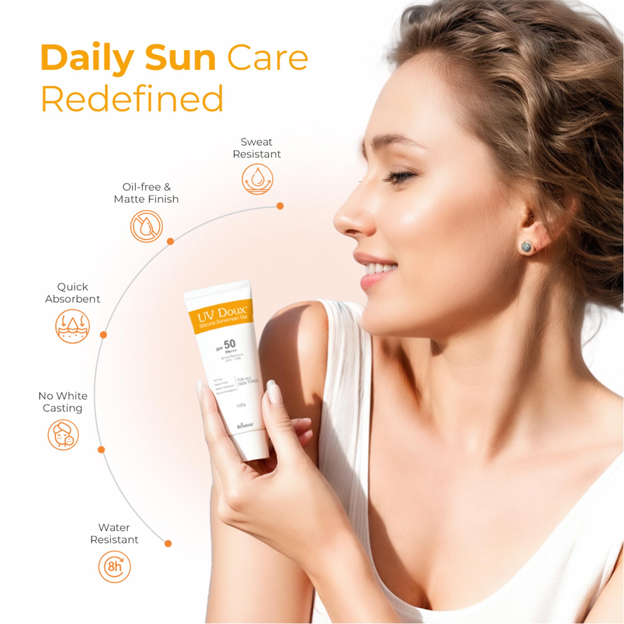 UV Doux Silicone Sunscreen Gel SPF 50 PA+++|India’s No.1 Dermatologist Recommended Brand|Invitro,In-Vivo Tested|UVA/UVB Protection, Benzene Free|No White Cast |Oily & Acne-Prone Skin |100 g