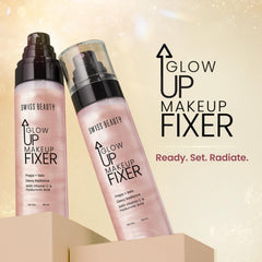 Swiss Beauty Glow Up Makeup Fixer | Preps + Sets | Dewy Radiance | For Face & Body | With Vitamin C & Hyaluronic Acid | 100ml