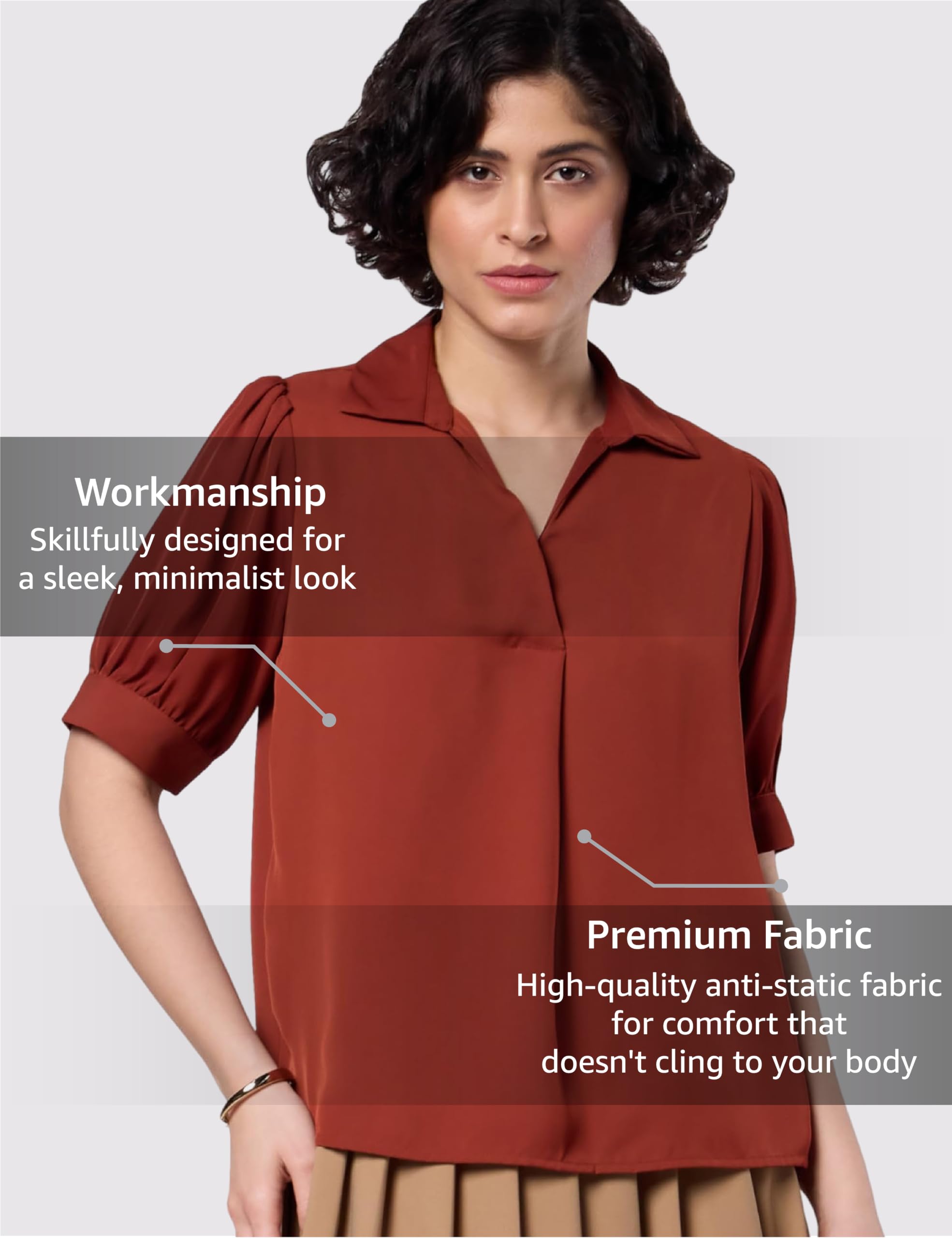 Symbol Premium Women's Polyester Collared Top | Regular Fit | Desk-to-Dinner (Available in Plus Sizes)