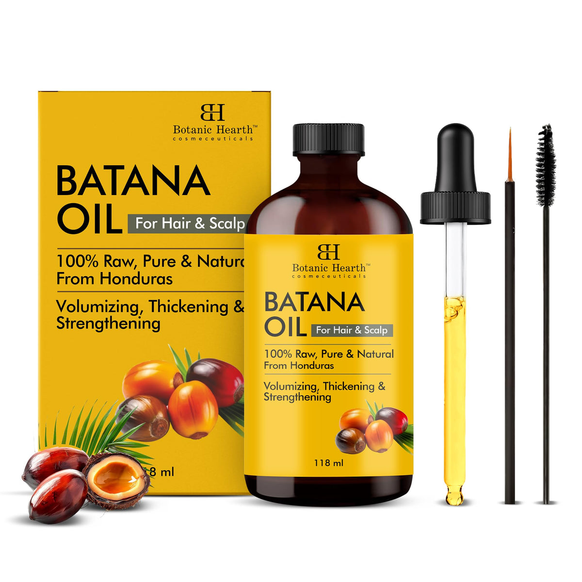 Botanic Hearth Raw Batana Oil for Hair Growth | 100% Pure & Unrefined | For Thicker, Stronger Hair - 118 ml