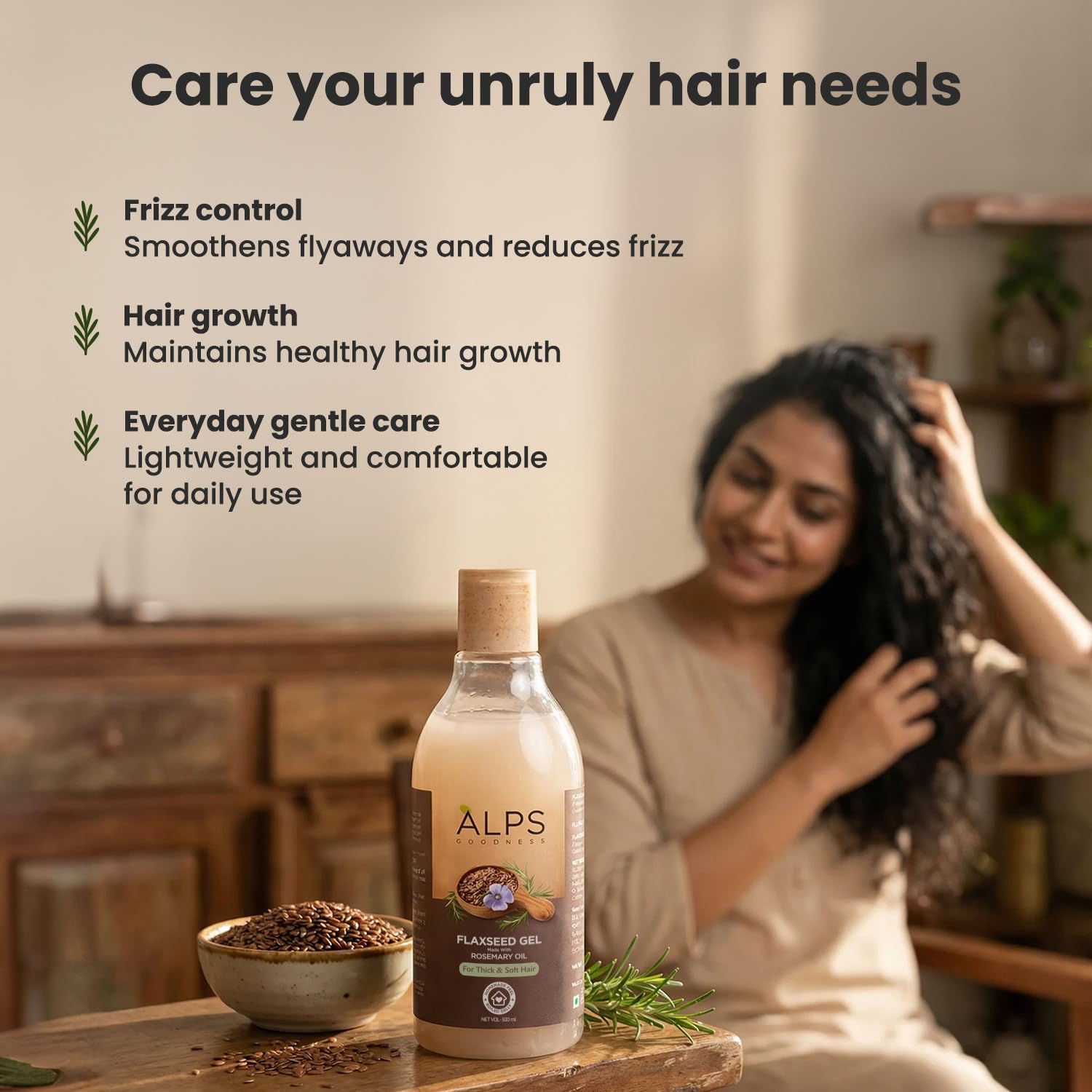 Alps Goodness Rosemary, Hibiscus & Flaxseed Hair Gel, 300ml | Hair Mask for Strong & Soft Hair | Frizz Control & Hair Growth | Deep Conditioning | Spa Like Experience | For All Hair Types
