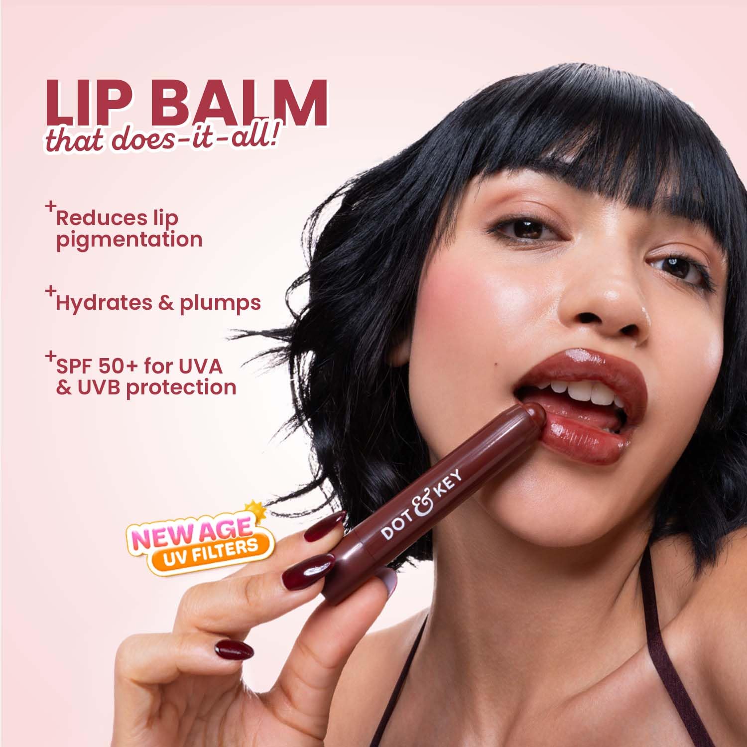 Dot & Key Meltie Lip Balm SPF 50+ With 2% Kojic & Vitamin C | Hydrates Dry, Chapped Lips, Lightens Pigmentation, Brightens Lips | With Shea & Mango Butters, Peptide Infused | Cocoa Creme | 4g