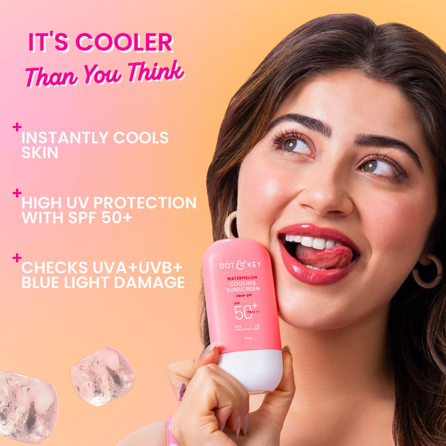 Dot & Key Watermelon Cooling Sunscreen, In-Vivo Tested SPF 50+ PA++++, With New-Age UV Filters, Instantly Cools skin, Controls Excess Oil, Broad Spectrum Protection, No White Cast, No White Cast | 50g
