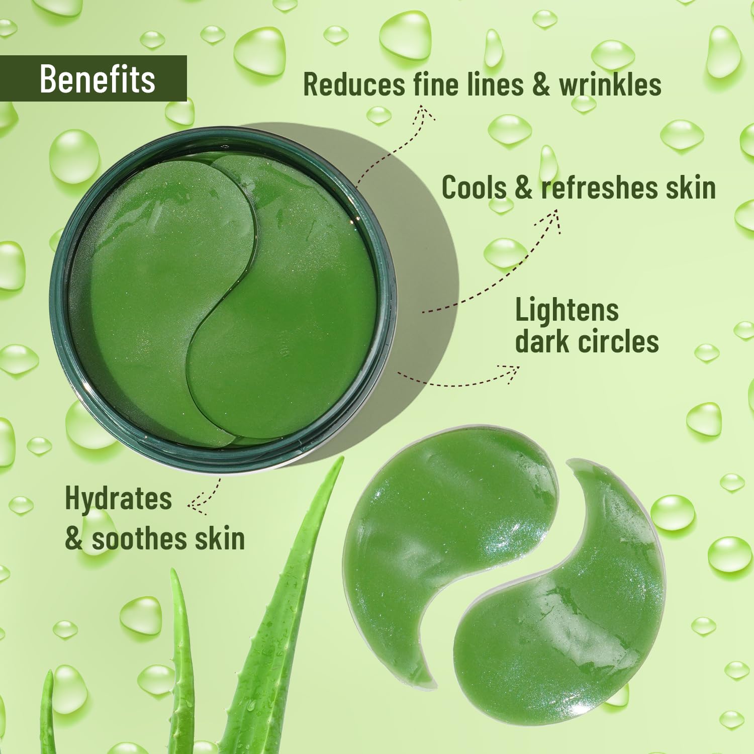 Swiss Beauty Hydra Anti Wrinkle Eye Serum Patch| Treats Dark Circles, Fine Lines And Wrinkles | Enriched With Collagen And Aloe Vera Extract | Shade- 01 Aloevera, 60 Pcs