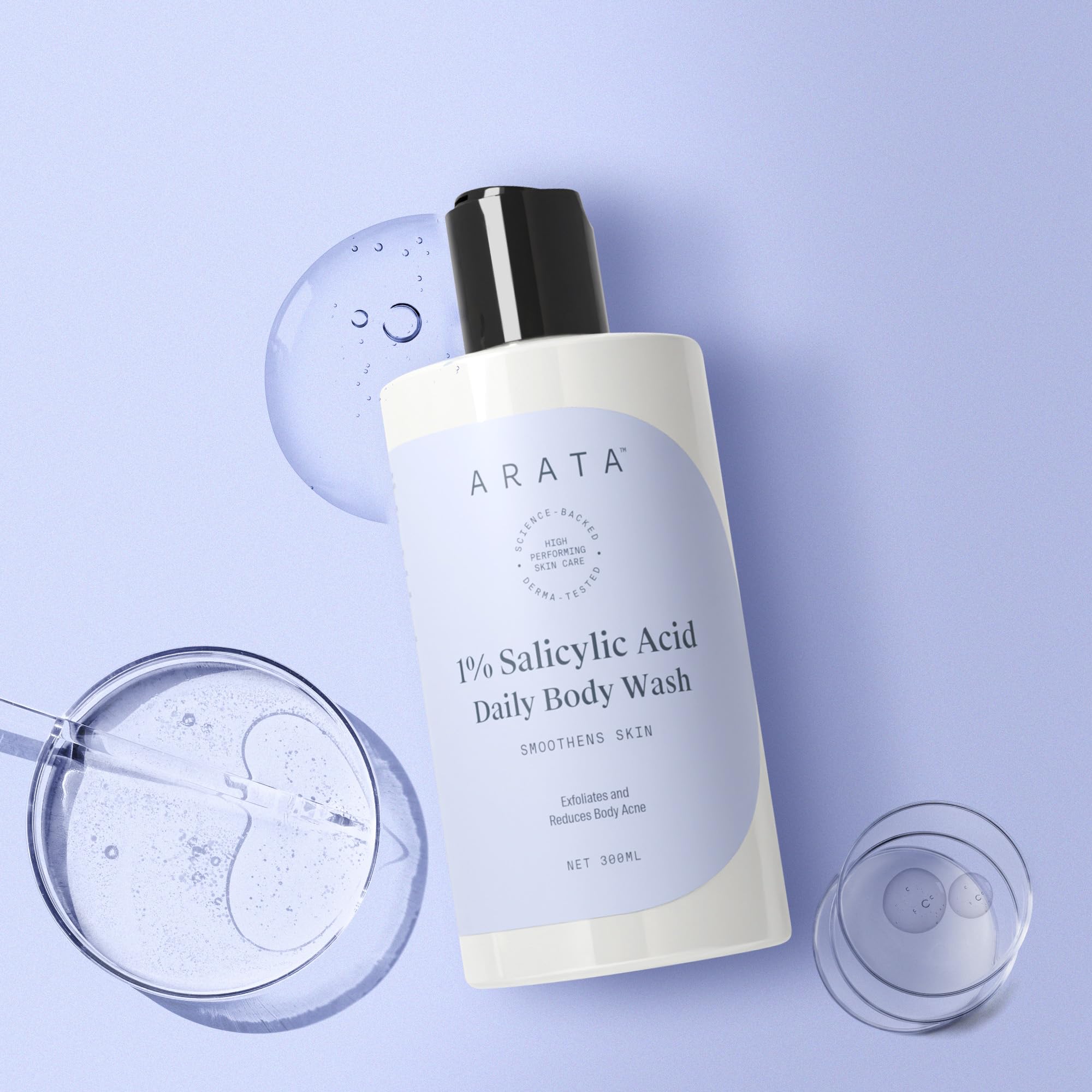 Arata 1% Salicylic Acid Body Wash (300ml) For Bacne, Bumpy & Strawberry Skin | Exfoliates, Cleanses & Smoothens Uneven & Rough Skin | Paraben & SLS Free | Body Shower Gel For All Skin types
