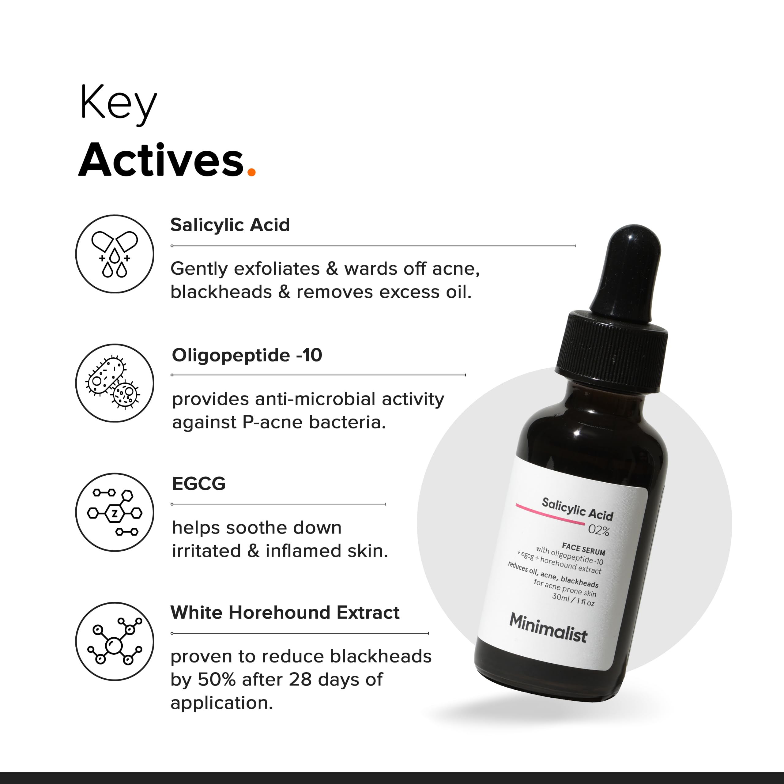 Minimalist 2% Salicylic Acid Serum for Acne & Blackheads | BHA Exfoliating Anti Acne Serum for Pore Cleansing & Oil Control | Pore Tightening Treatment for Oily & Acne-Prone Skin | 30ml