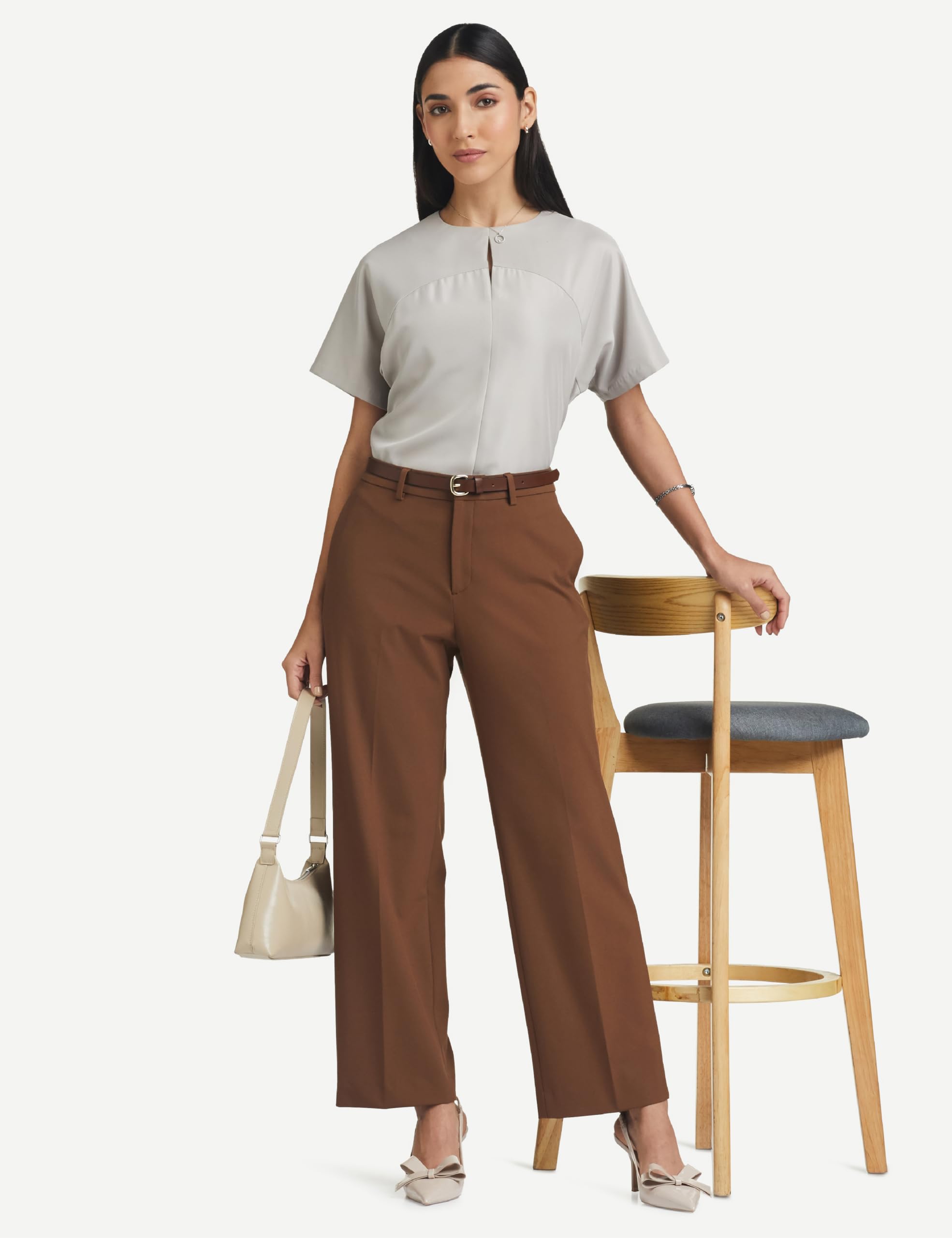 Symbol Premium Women's Wide Leg 4-Way Stretch Formal Trousers | Flexi-Waist | Waistband Gripper | Desk-to-Dinner (Available in Plus Sizes)