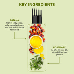 Botanic Hearth Rosemary Batana Hair Oil with Biotin for Hair Growth & Hair Fall Control | Nourishing Scalp & Strengthening Hair Treatment| Non-Sticky, Fast-Absorbing| Comb Applicator Bottle | 150 ml