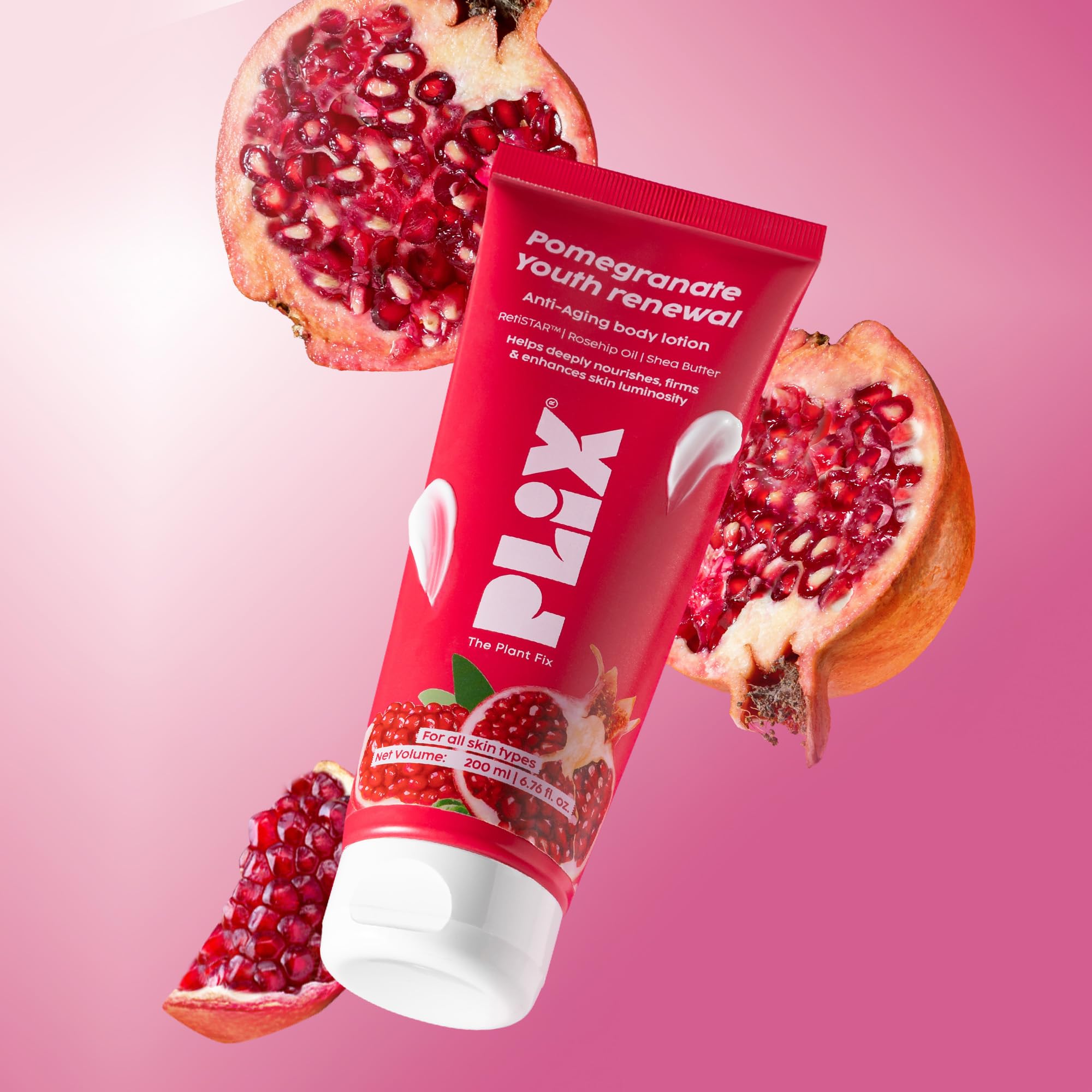 PLIX – THE PLANT FIX | Pomegranate Youth Renewal Anti-Aging Body Lotion | Reduces Fine Lines, Firms & Hydrates Skin | RetiSTAR™, Pomegranate & Shea Butter | Lightweight Daily Care