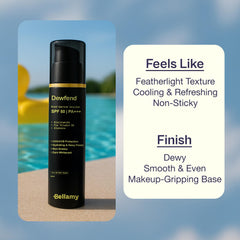 Bellamy Dewfend SPF 50 PA+++ Dewy Gel Sunscreen with Niacinamide, Pro Vitamin B5 & Aloevera | 50g | For All Skin Types | Layers Under Makeup | No White Cast & Non-Greasy