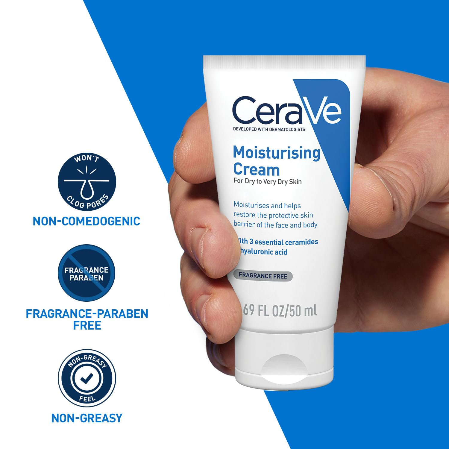 CeraVe Moisturizers, Moisturizing Cream For Dry To Very Dry Skin (50ml / 1.69 oz) (MB096400)