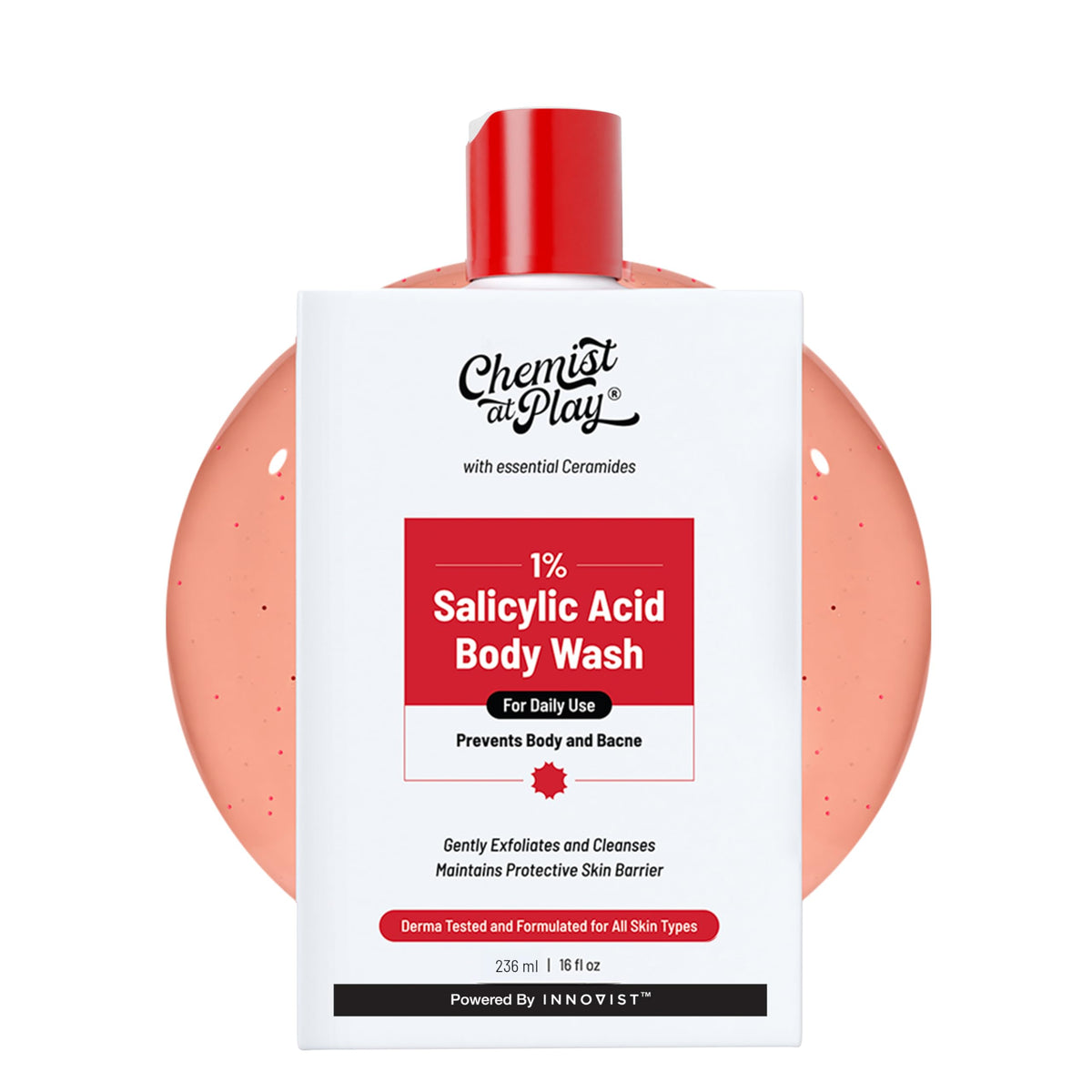 Chemist at Play 1% Salicylic Acid Body Wash 236ml | Paraben & SLS Free | Gentle Exfoliating Shower Gel | Prevents Body Acne, Bumpy Skin & Deep Cleanses Skin