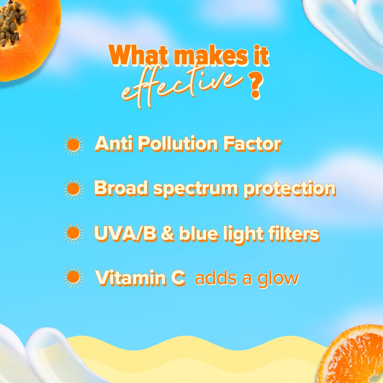 Aqualogica Glow+ Dewy Sunscreen Gel SPF 50+ PA++++ with Papaya & Vitamin C | Broad Spectrum SPF 50+ PA++++ | UVA/B & Blue Light Protection | Anti-Pollution Factor (APF) Technology | Brightens Skin I Fragrance-Free & No White Cast | For Glowing & Sun Prote