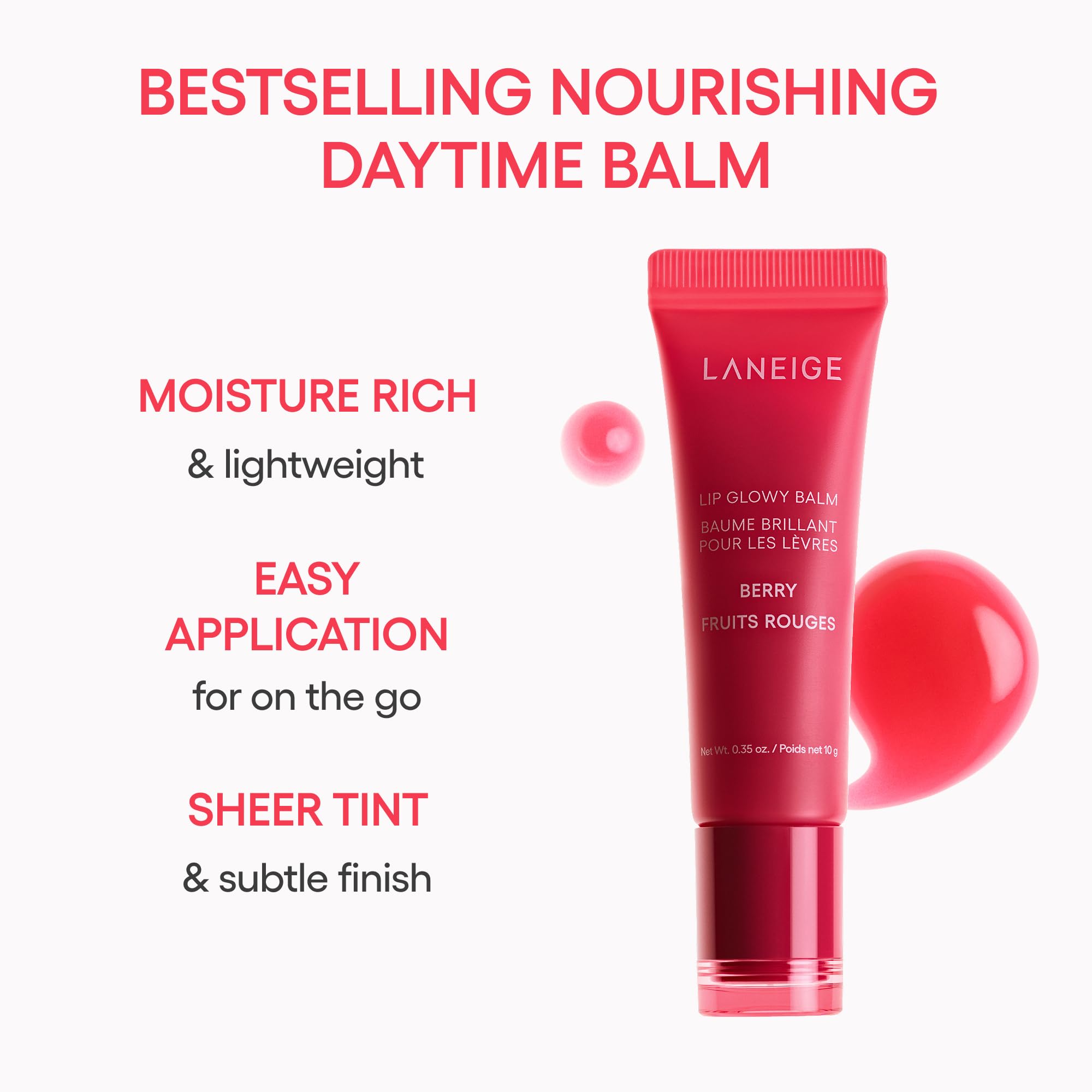Laneige Lip Glowy Balm | Moisturizing Lip Treatment with Vitamin C + Shea Butter for Soft, Smooth and Glowing Lips | Korean Lip Balm For Dry Chapped Lips |Intense Hydration| Berry |10Gm