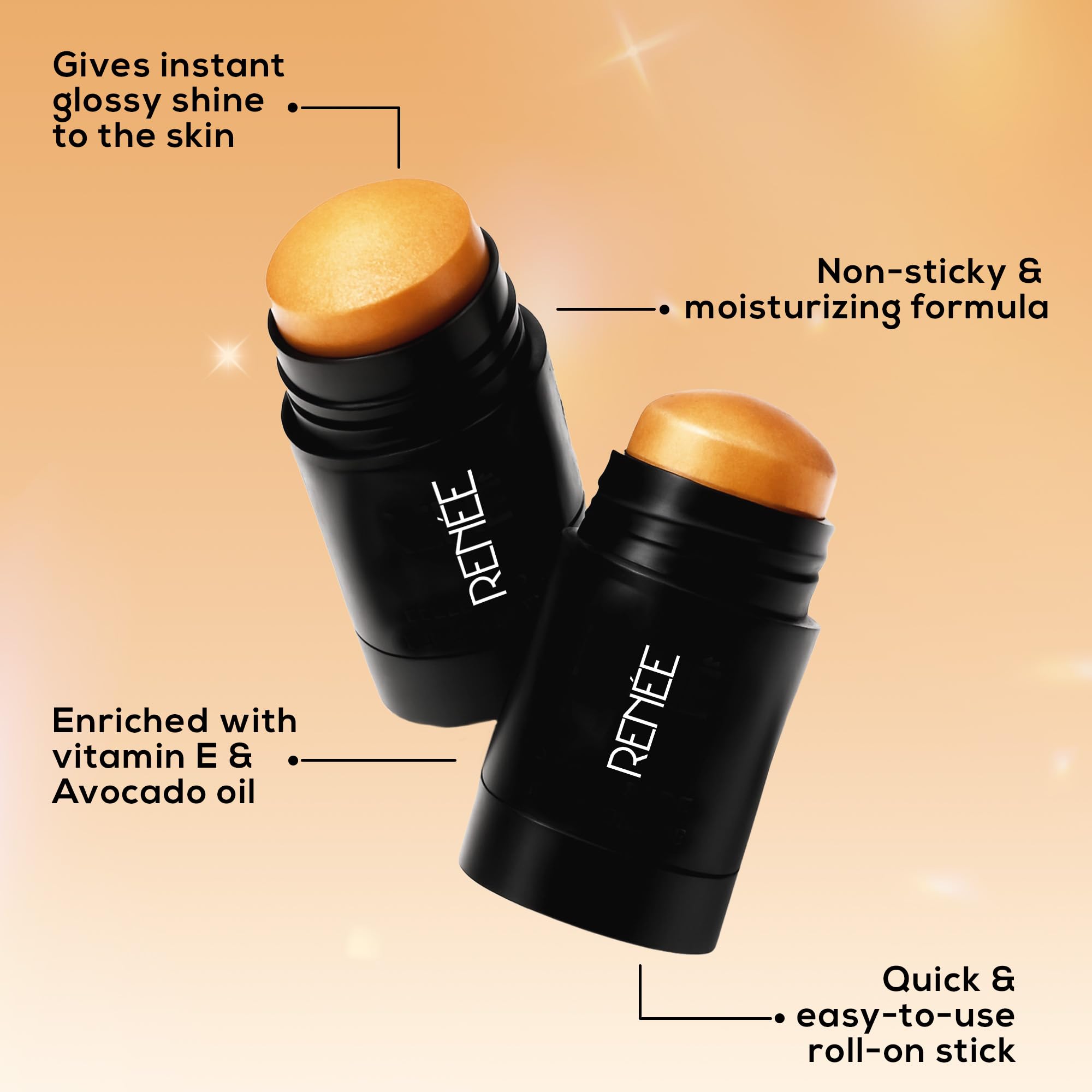 RENEE Hot Shot Face & Body Glowstick 30gm, Moisturizing, Weightless, Shimmery Finish Illuminating Stick | Infused With Rosehip & Avocado Oil, Boosts Skin Radiance Instantly