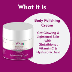 Vigini Glowing Radiance Kojic Acid Vitamin C Body Underarms Tan Removal Polishing Moisturizer Cream for Pigmentation Dark Spots Dull Uneven Skin Tone Patches for Oily & Dry Skin Men Women 50ml