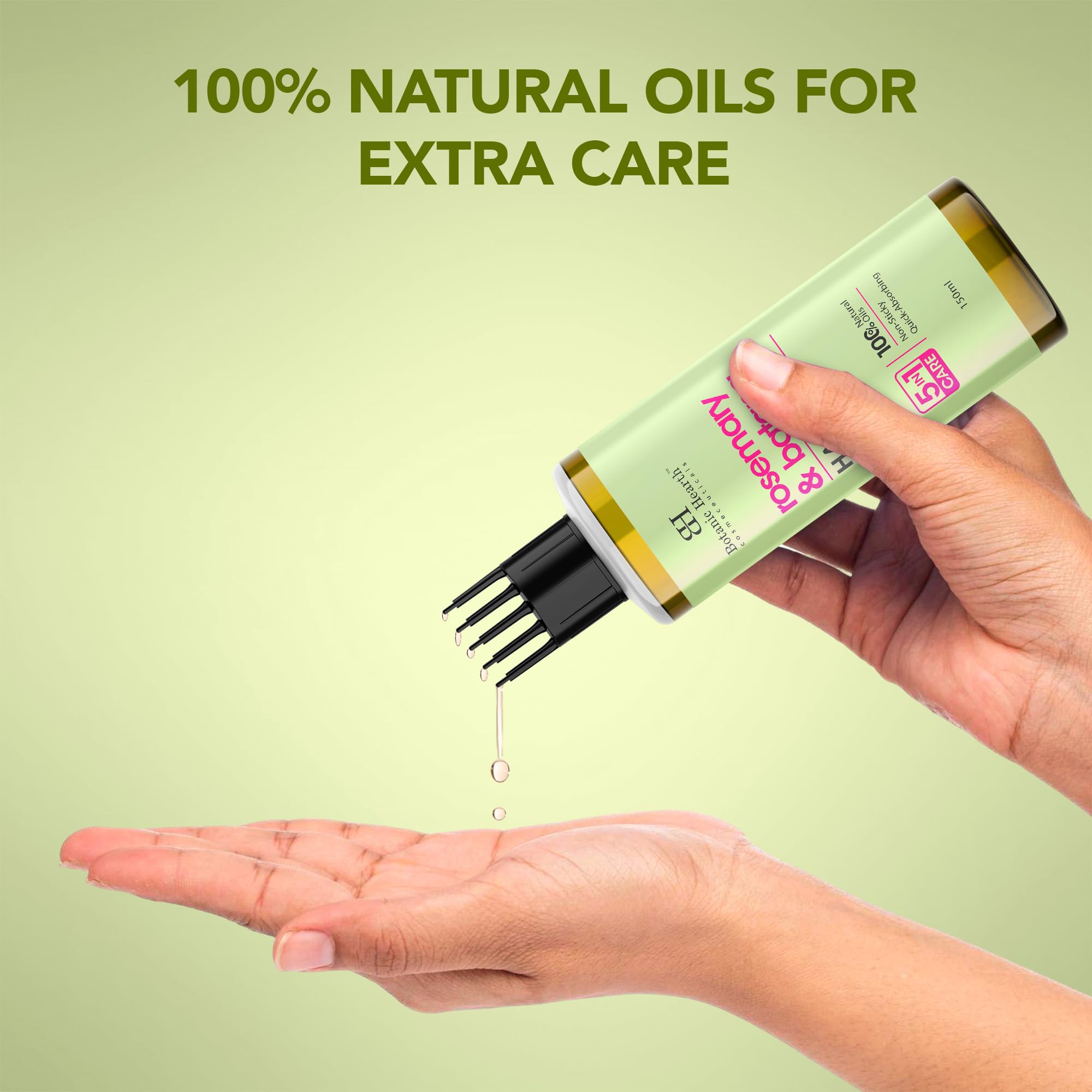 Botanic Hearth Rosemary Batana Hair Oil with Biotin for Hair Growth & Hair Fall Control | Nourishing Scalp & Strengthening Hair Treatment| Non-Sticky, Fast-Absorbing| Comb Applicator Bottle | 150 ml