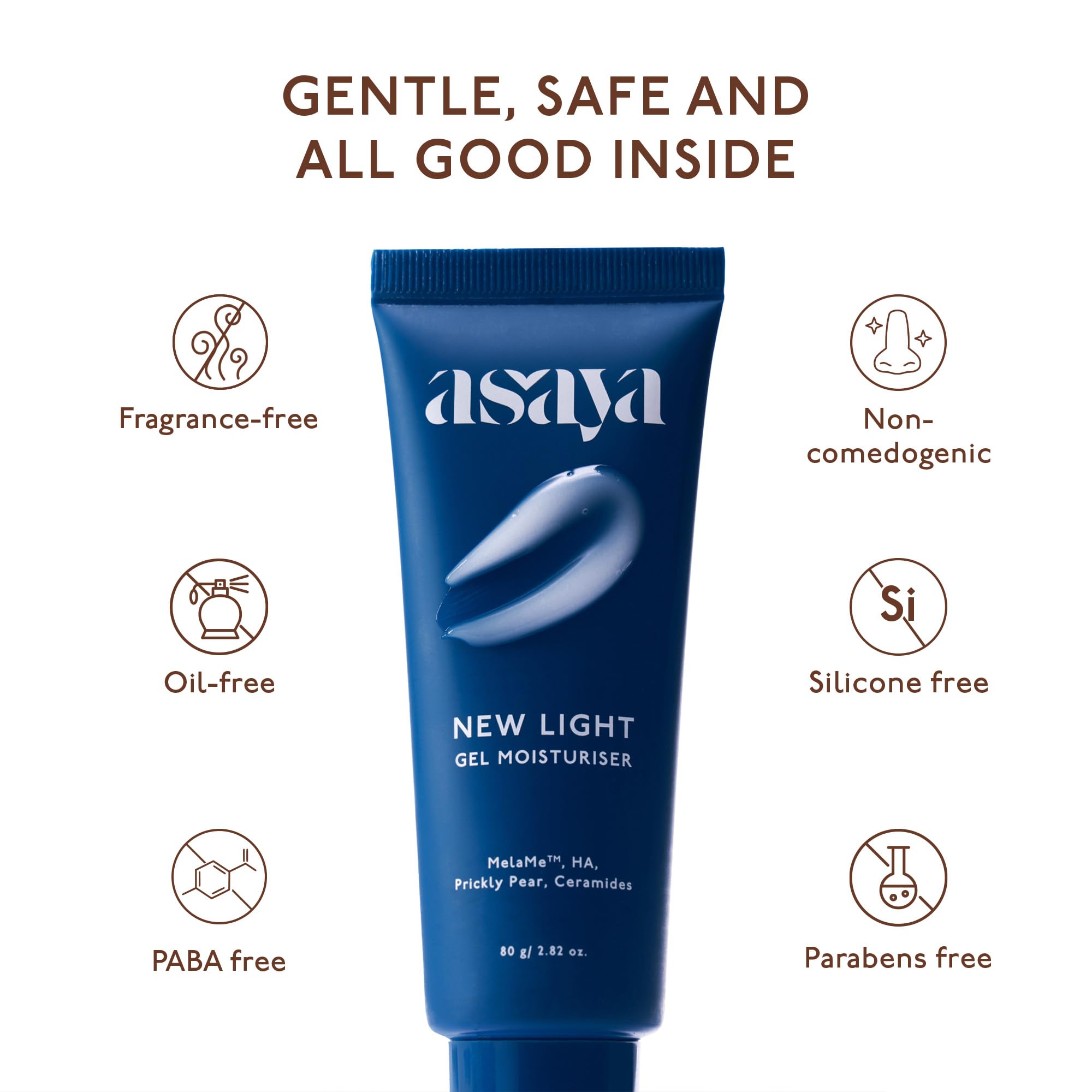 Asaya New Light Gel Face Moisturiser for Oily Skin with MelaMe™ to Visibly Fade Dark Spots| Reduces Dark Spots in 14 Days | Hyaluronic Acid & Ceramides | 80gm