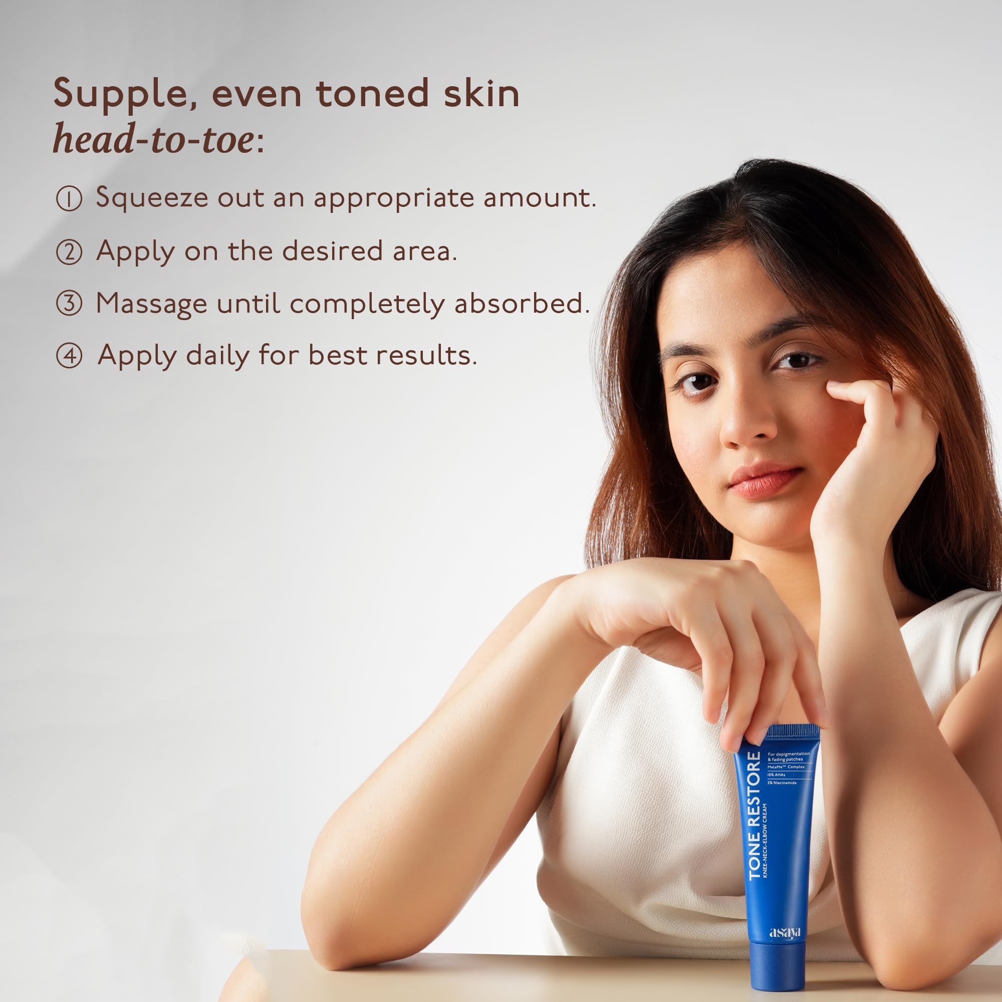 Asaya | Tone Restore | Advanced Pigmentation Cream with MelaMe™ Complex | Anti-Pigmentation Cream for Women & Men for Dark Neck, Knees & Elbows | 50 g