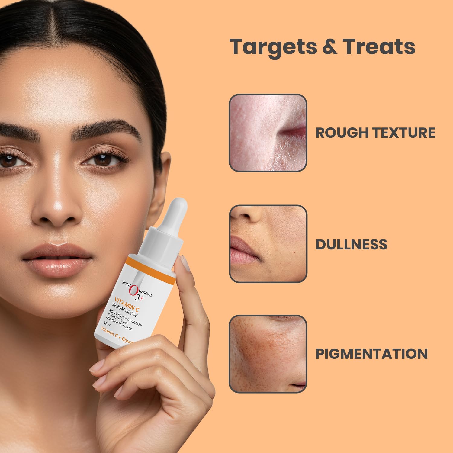 O3+ Vitamin C Face Serum Glow 30ml for Radiant Glowing Skin | Suitable for Combination Skin