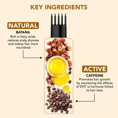 Botanic Hearth Batana Caffeine Hair Oil with Almond – 150ml – Nourishing & Strengthening Hair Treatment, Promotes Healthy Hair Growth, Enhances Shine & Moisture