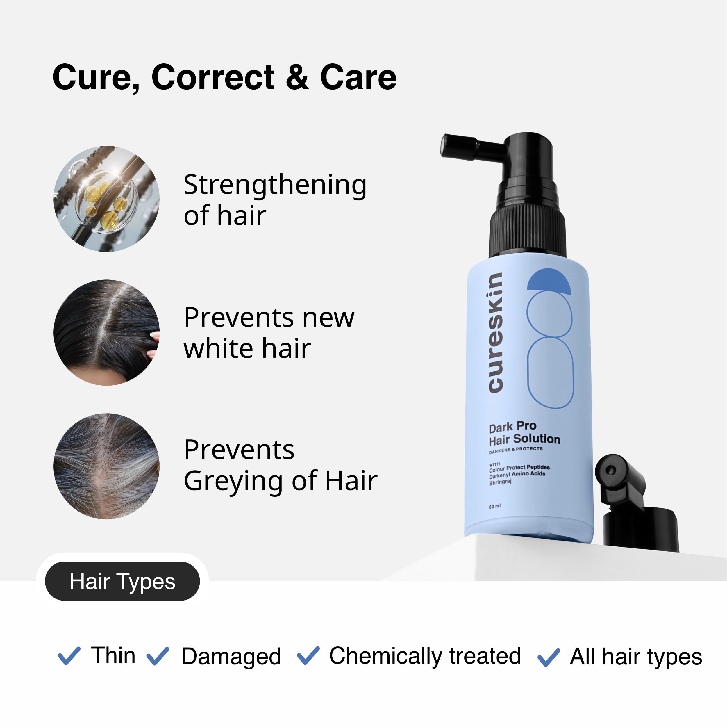 Cureskin Anti Grey Hair Serum | Reverses & Limits Hair Greying