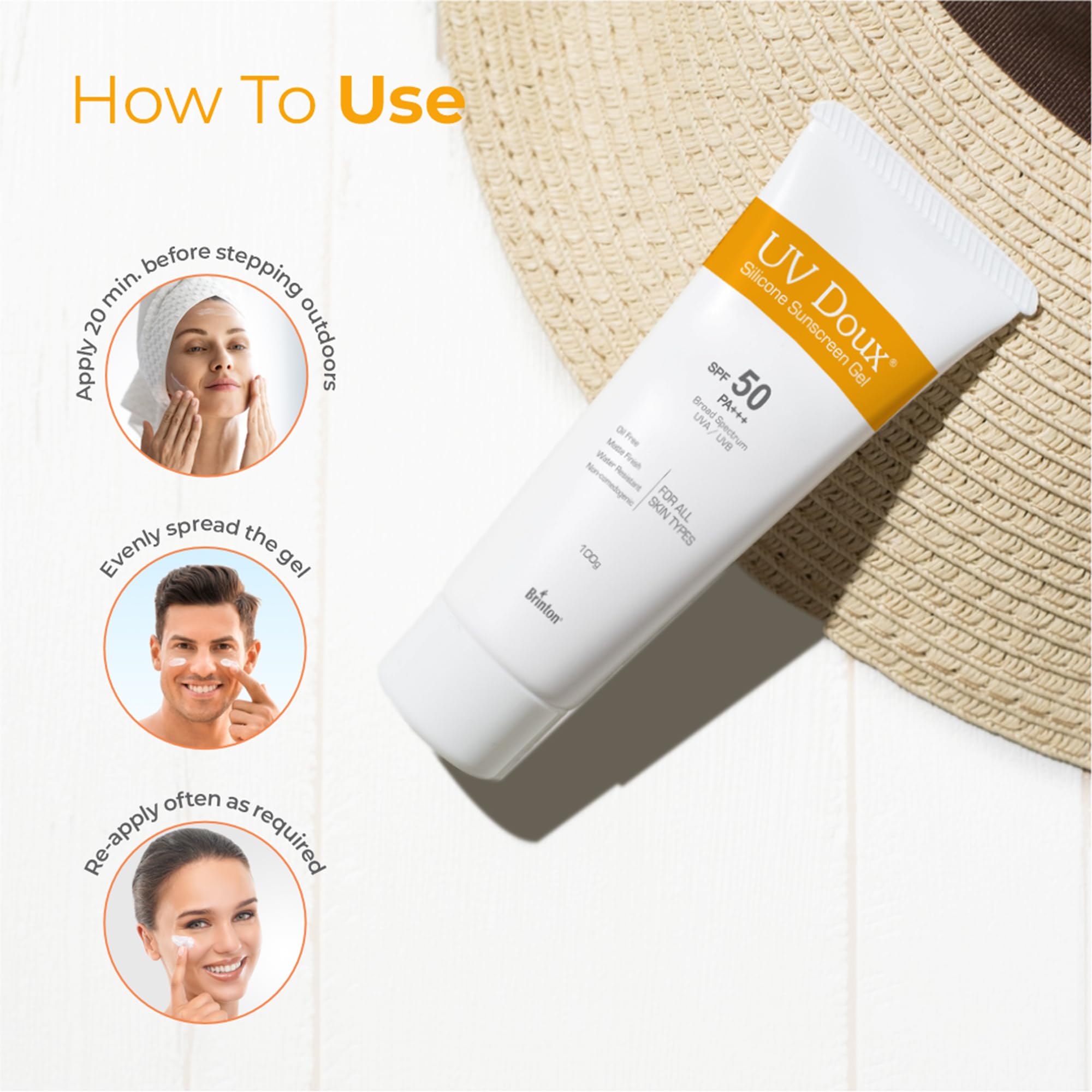 UV Doux Silicone Sunscreen Gel SPF 50 PA+++|India’s No.1 Dermatologist Recommended Brand|Invitro,In-Vivo Tested|UVA/UVB Protection, Benzene Free|No White Cast |Oily & Acne-Prone Skin |100 g