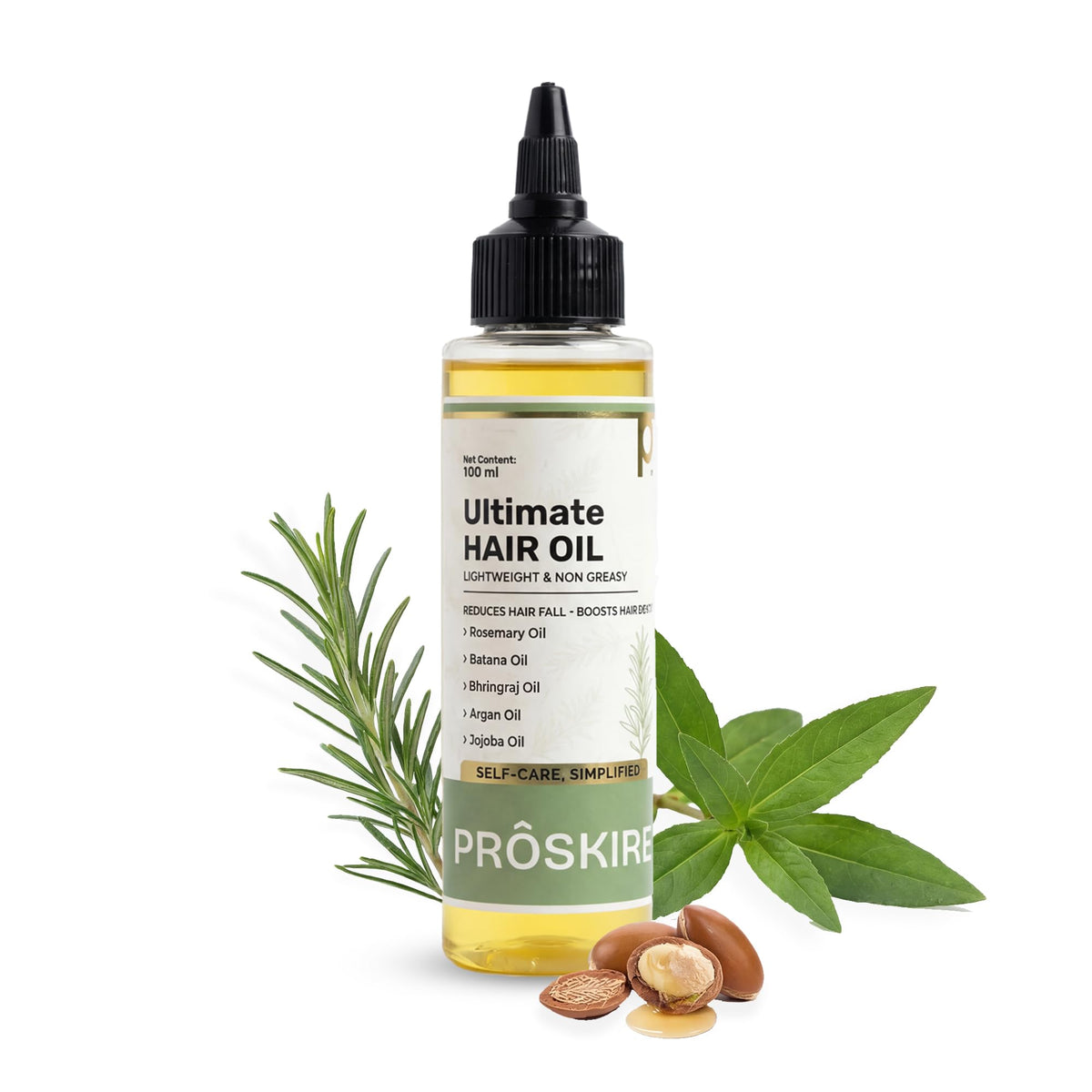 Proskire Ultimate Hair Growth Oil | Lightweight Non-Greasy Hair Growth Oil with Rosemary, Batana & Bhringraj | Reduces Hair Fall & Boosts Hair Density - 100ml