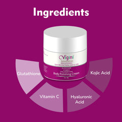 Vigini Glowing Radiance Kojic Acid Vitamin C Body Underarms Tan Removal Polishing Moisturizer Cream for Pigmentation Dark Spots Dull Uneven Skin Tone Patches for Oily & Dry Skin Men Women 50ml