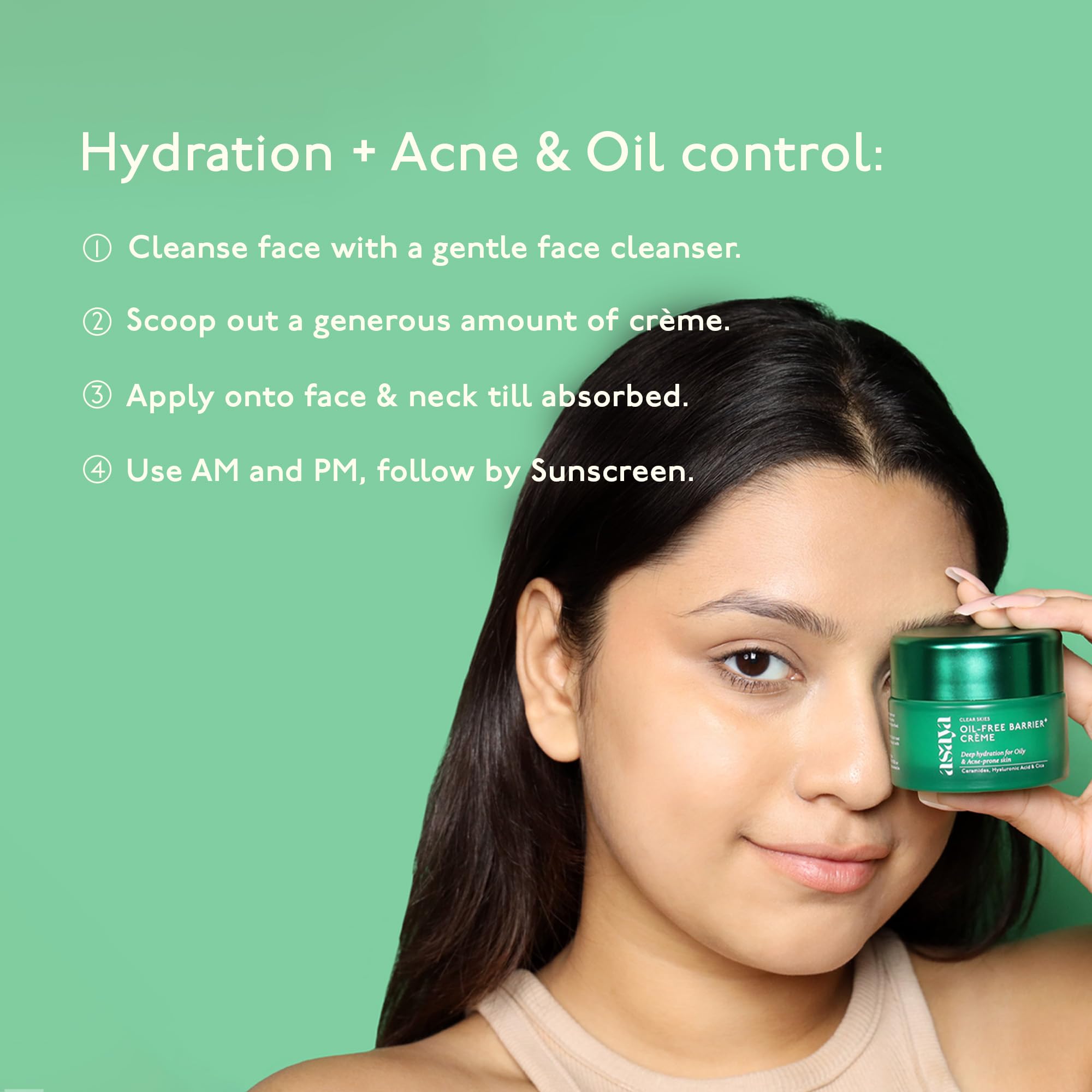 Asaya Barrier+ Oil-Free Moisturizer | Niacinamide, Hyaluronic Acid & Ceramides | With Dendriclear™ for Acne-Prone Skin | Fights Active Acne & Prevents Breakouts | Strengthens Skin Barrier | 50g