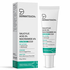 DERMATOUCH Salicylic Acid 2% Niacinamide 6% Anti-Acne Oil-Free Gel For Active Acne, Oil Balancing, Pore Tightening | 30g