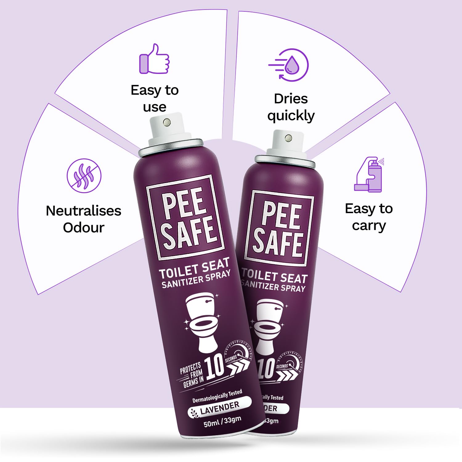 PEESAFE Pee Safe Toilet Seat Sanitizer Spray - 50 ml (Lavender)