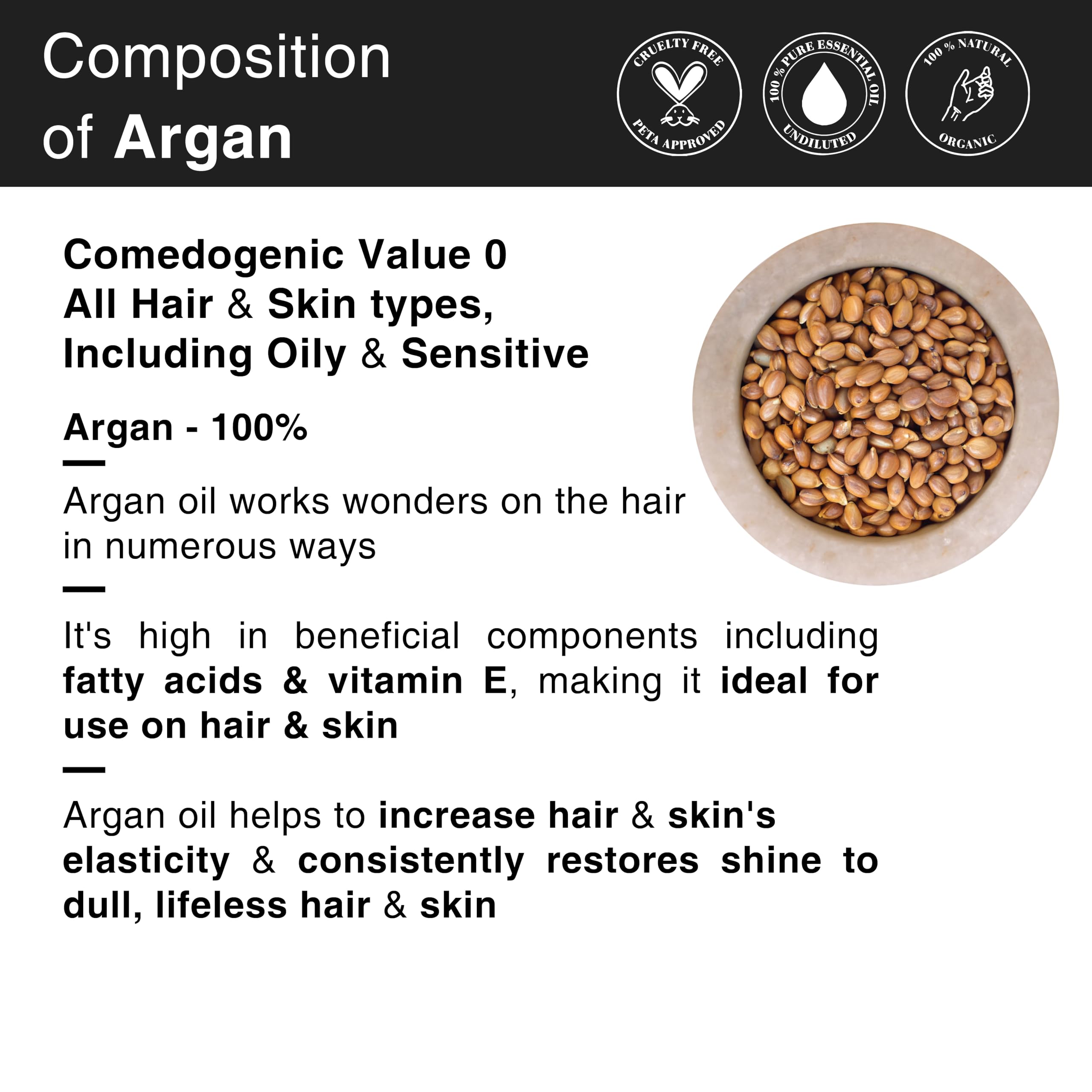 Soulflower Moroccan Argan Oil for Light Oil for styling for Frizzy, Dry & thin hair, Hair Growth, Hair Fall Control for Men & Women |100% Pure, Organic & Natural, Rich in Omega 3, Vitamin E | 30ml
