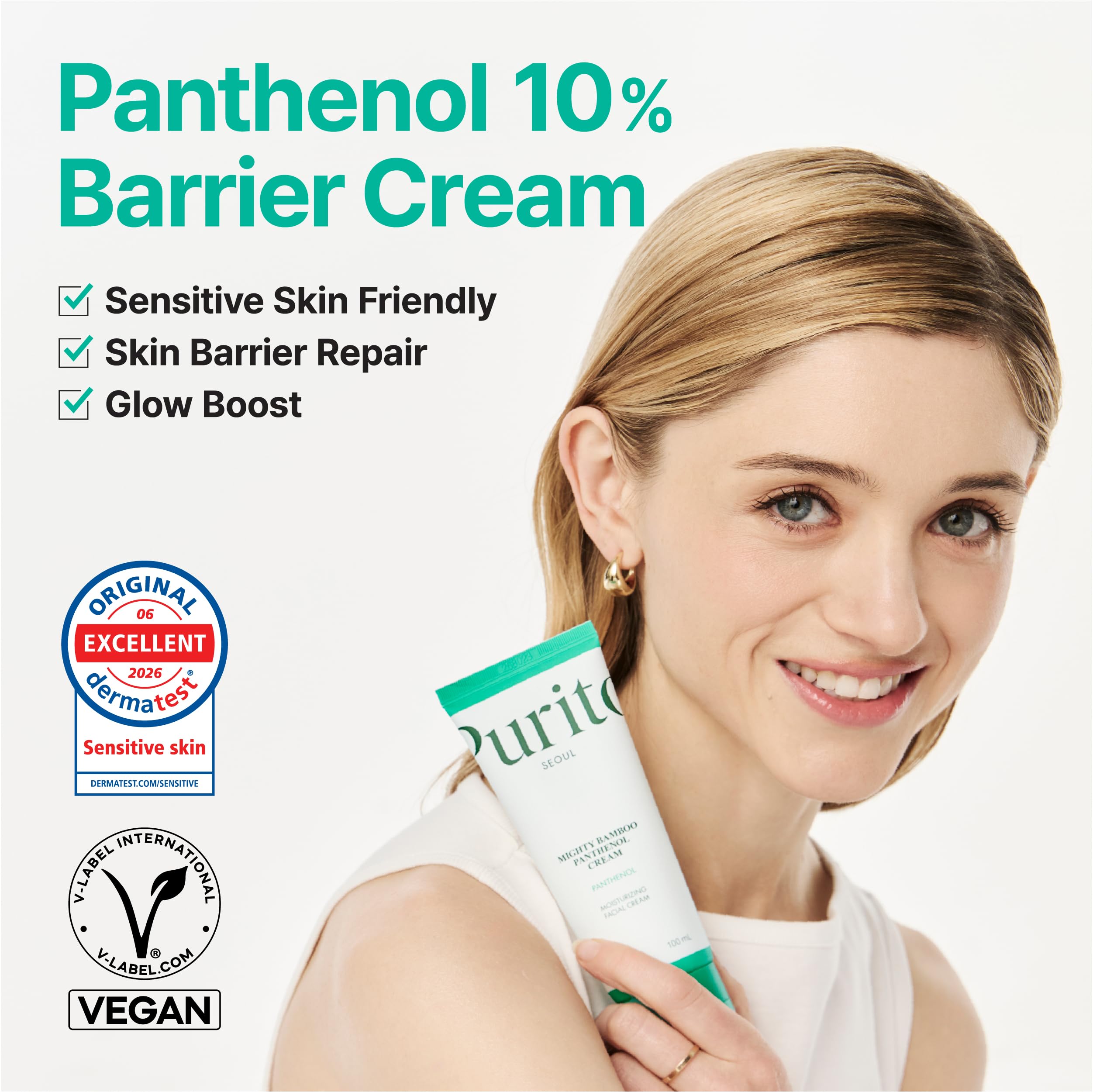 PURITO Panthenol 10% Post-Acne Cream Moisturizer for Blemish Marks, Barrier Repair, Silicone-Free, Non-Comedogenic, Fragrance-Free, Vegan & Cruelty-Free Korean Skincare, 100mL 3.38 fl.oz