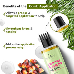 Botanic Hearth Rosemary Batana Hair Oil with Biotin for Hair Growth & Hair Fall Control | Nourishing Scalp & Strengthening Hair Treatment| Non-Sticky, Fast-Absorbing| Comb Applicator Bottle | 150 ml